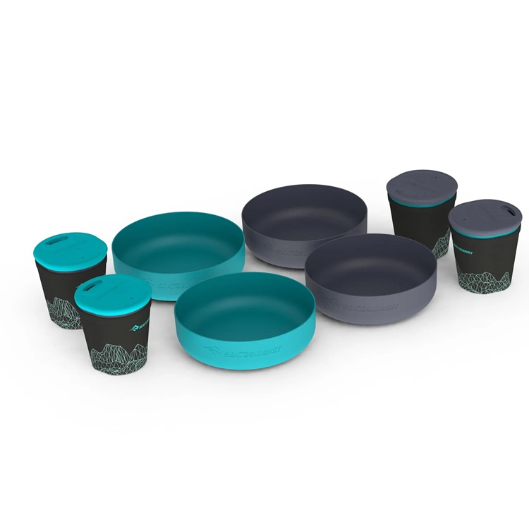 Sea To Summit DeltaLight Camp Set 4.4 (4 Bowls, 4 Mugs), Pacific Blue/Grey