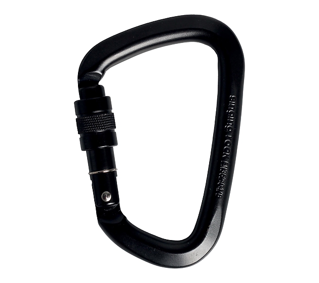 Singing Rock D carabiner Steel Screw Lock 50kN, black