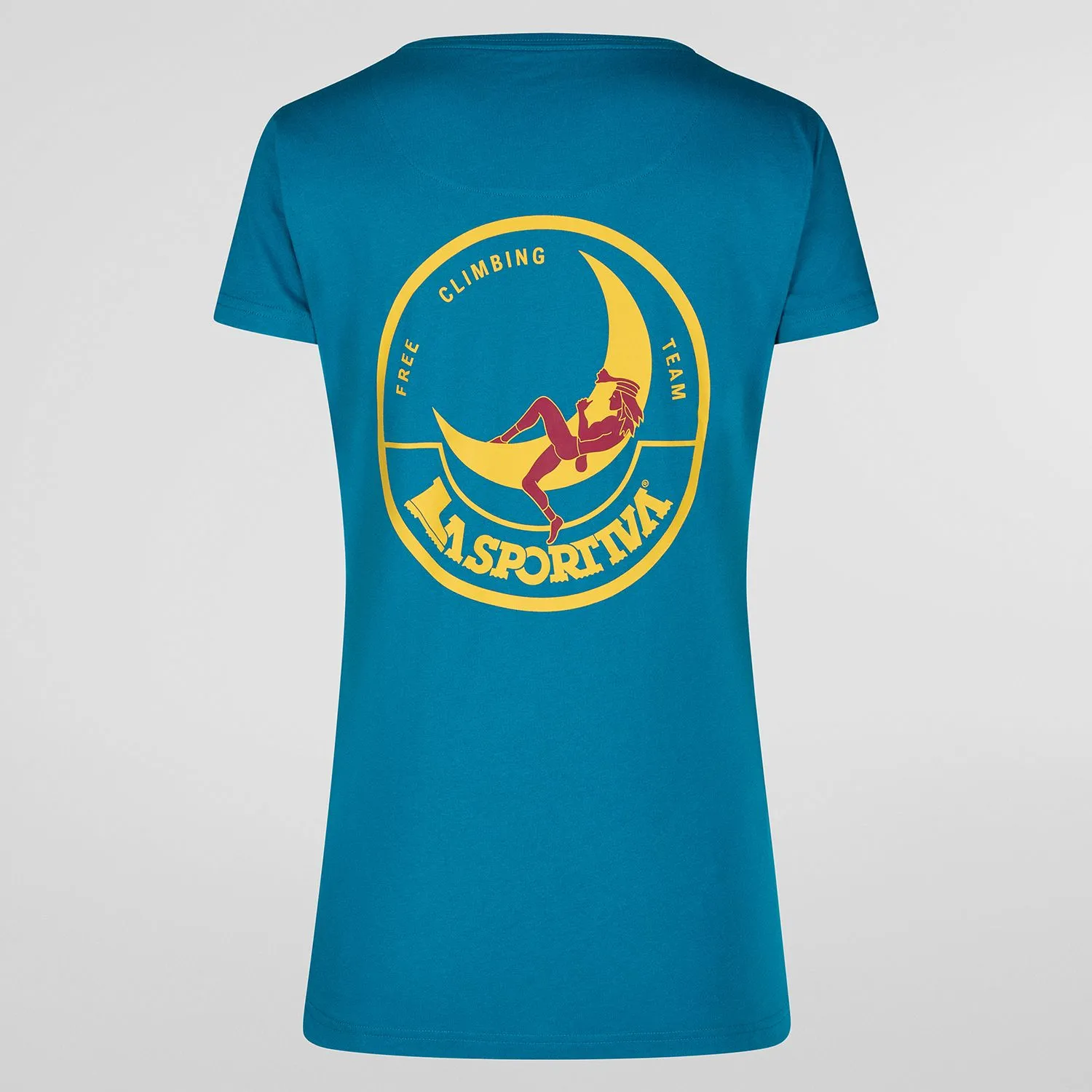 [ZACT158B40Y08S] LaSportiva Climbing on The Moon T-Shirt Women (S, Turchese/Giallo)