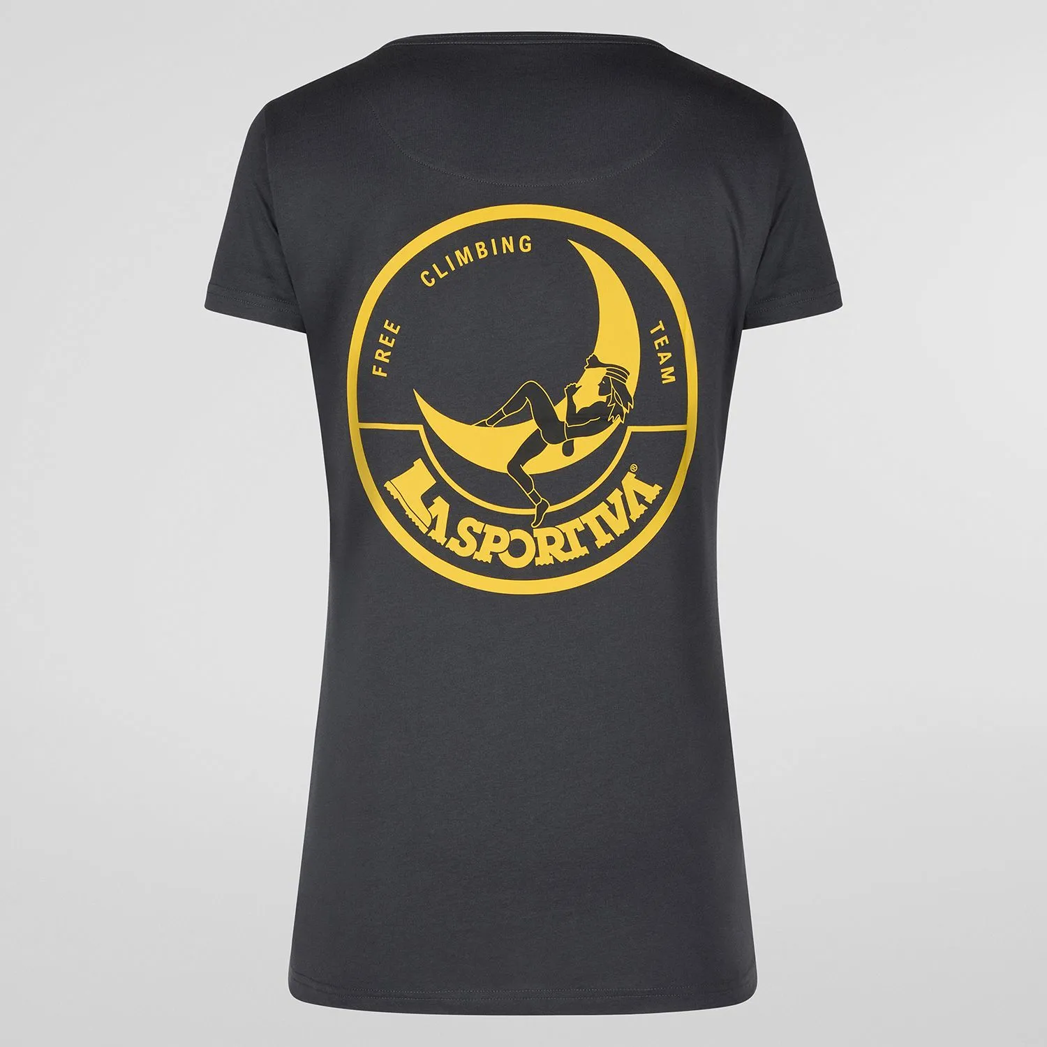 [G13900108M] LaSportiva Climbing on The Moon T-Shirt Women (M, Carbon/Giallo)