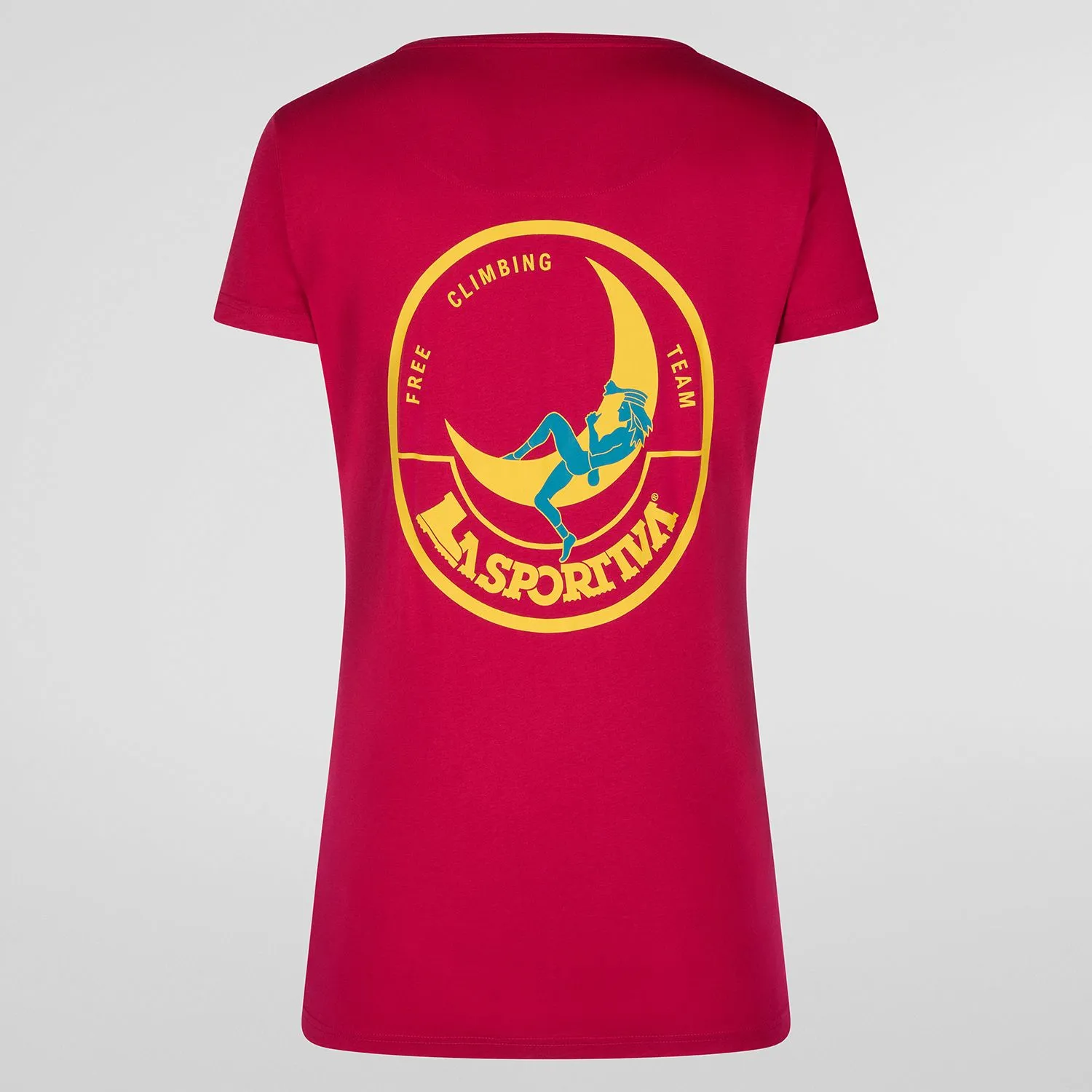 [ZACT158P10Y08S] LaSportiva Climbing on The Moon T-Shirt Women (S, Fucsia/Giallo)