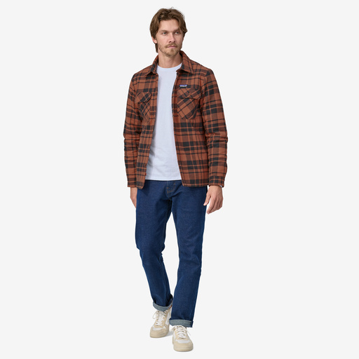 Patagonia M's Insulated Organic Cotton MW Fjord Flannel Shirt Ice Caps: Burl Red